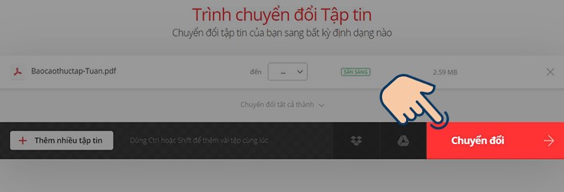 Chọn vào Chuyển đổi để tiến hành nén.