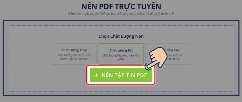Chọn vào Nén tập tin PDF để tiến hành nén.