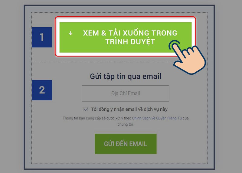 chọn vào Xem & tải trong trình duyệt để tải file đã nén về thiết bị.