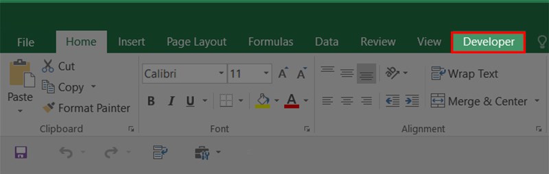 Mở Excel vào thẻ Developer.