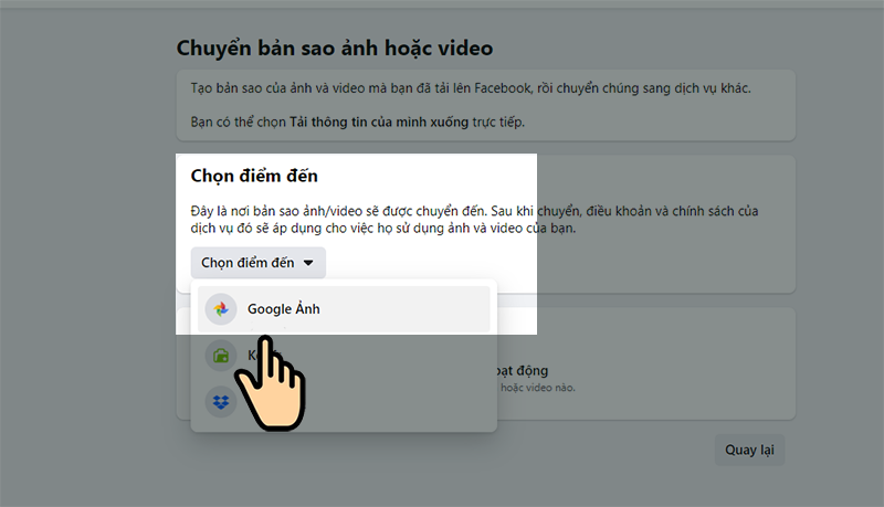 Chọn điểm đến