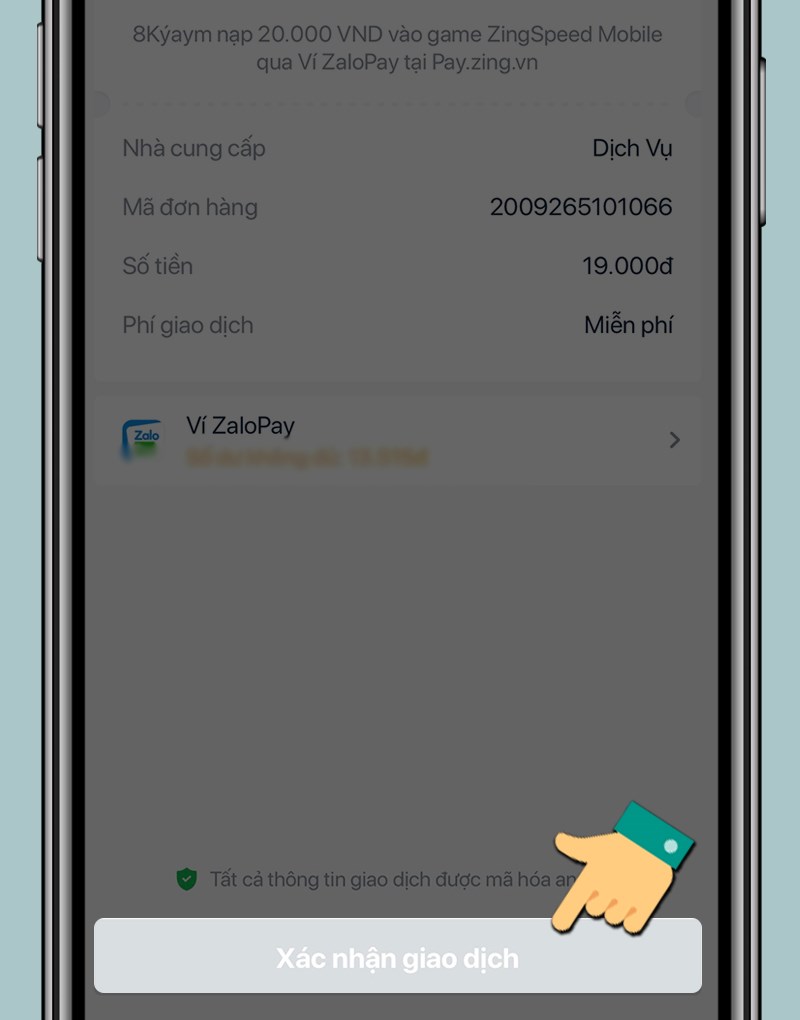 Nhấn Xác nhận giao dịch để thanh toán