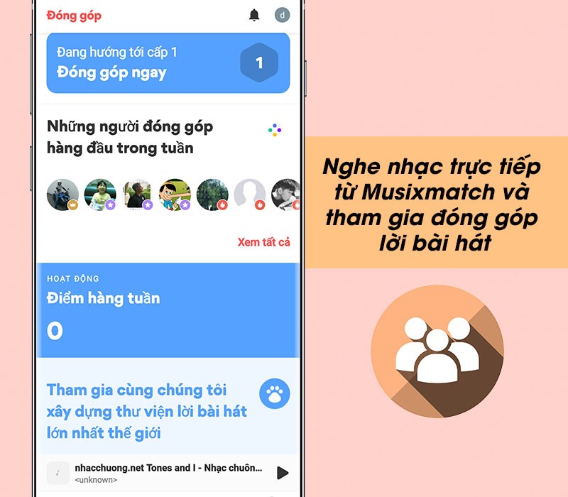 Nghe nhạc trực tiếp từ Musixmatch và tham gia đóng góp lời bài hát