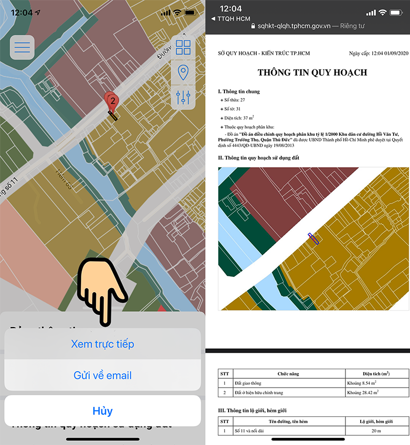 C&aacute;ch xem quy hoạch đất với app TTQH TP.HCM