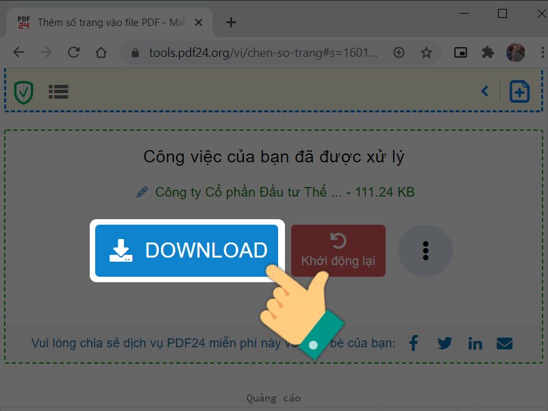 Nhấn Tải tập tin