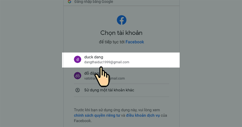 Chọn tài khoản
