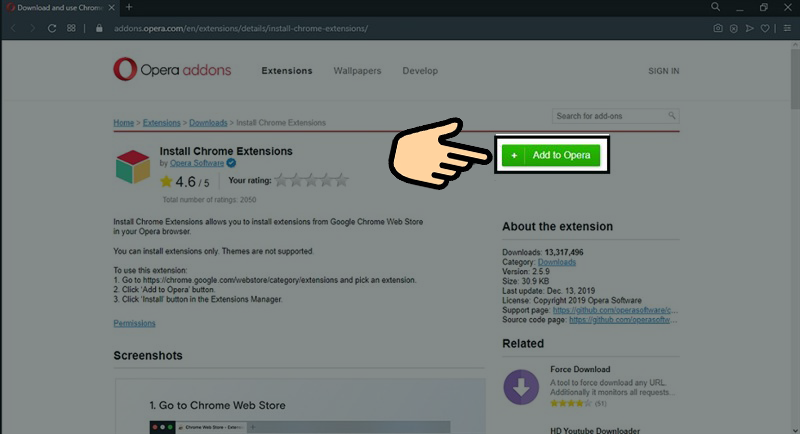C&aacute;ch c&agrave;i đặt tiện &iacute;ch, extensions của Chrome l&ecirc;n Opera