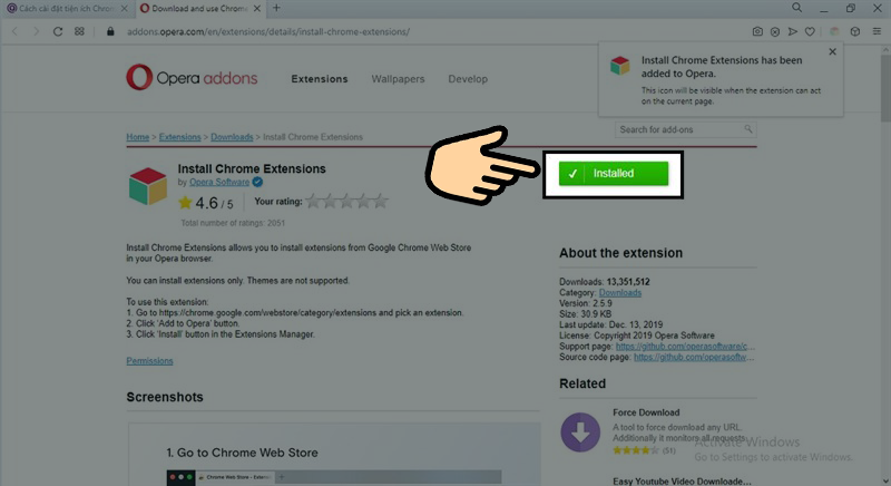 C&aacute;ch c&agrave;i đặt tiện &iacute;ch, extensions của Chrome l&ecirc;n Opera