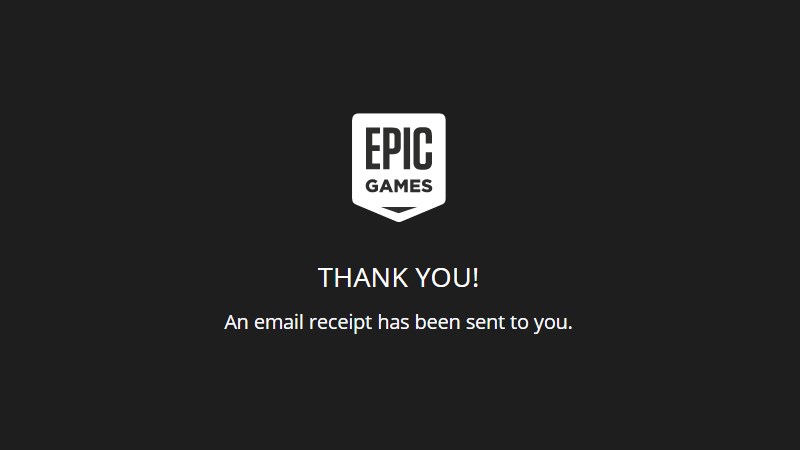 Epic Games Store gửi thông báo cảm ơn