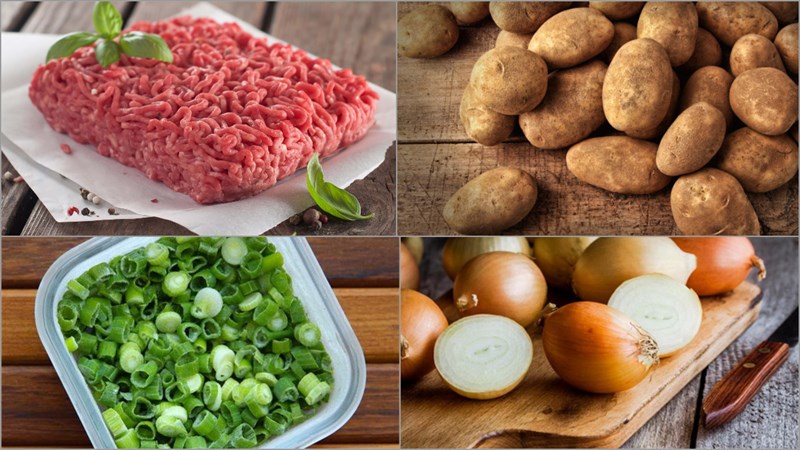 Nguyên liệu món ăn 2 cách làm chả bò đậu hũ và chả bò khoai tây chiên