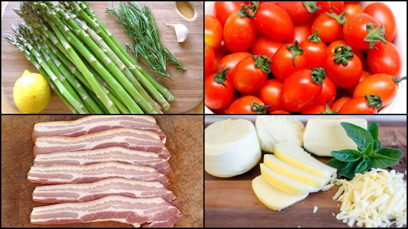 Nguyên liệu món ăn măng tây nướng tỏi và măng tây nướng phô mai