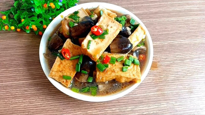 Nấm rơm kho đậu hũ