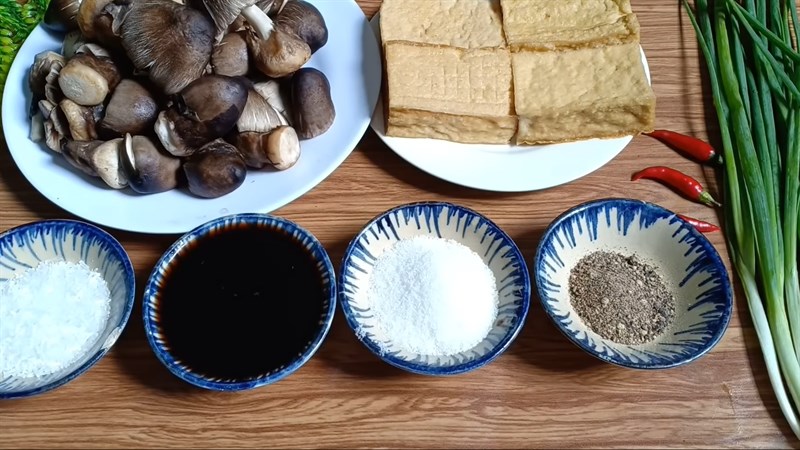 Nguyên liệu món ăn 2 cách làm nấm rơm kho đậu hũ và kho chao