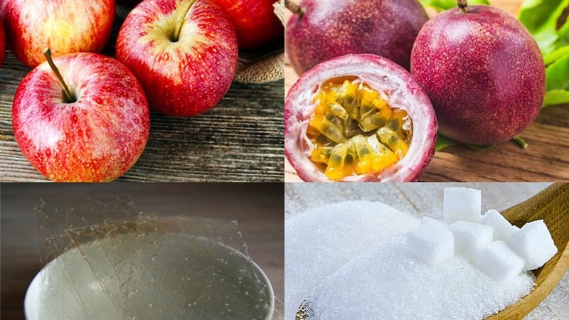 Nguyên liệu món ăn thạch táo chanh dây và thạch táo caramel