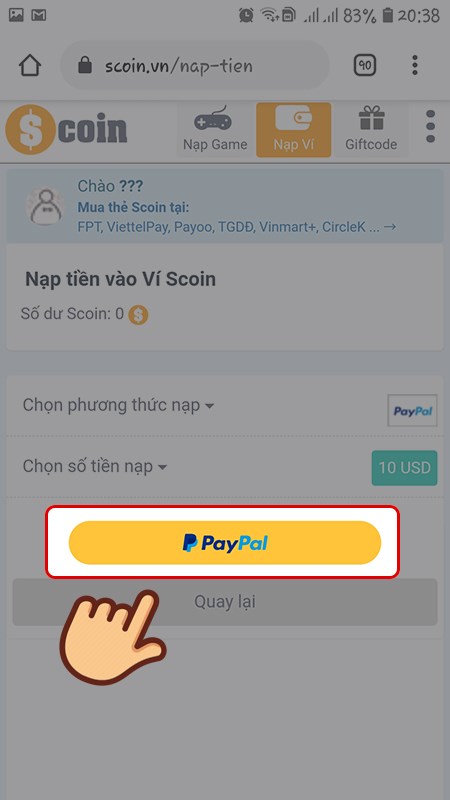 Bước 3: Chọn PayPal.