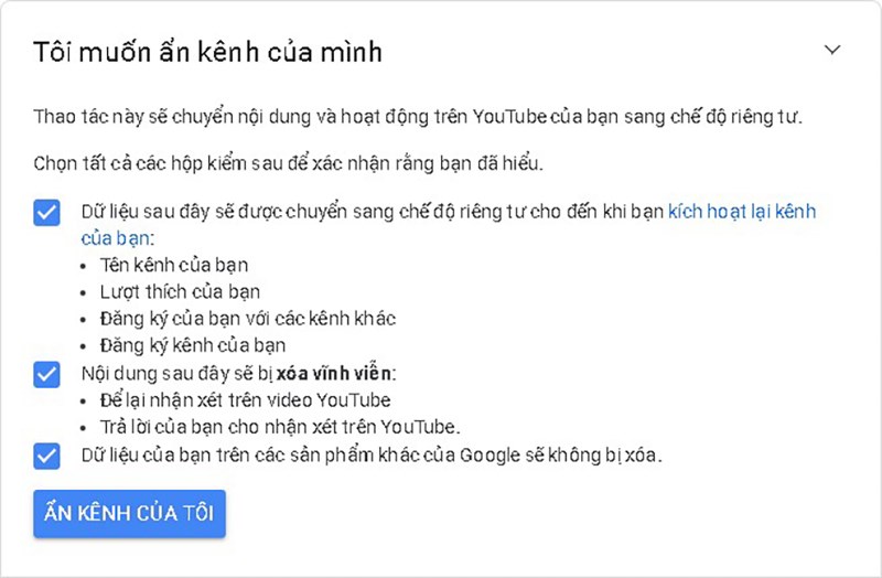 Chọn ẩn kênh của tôi