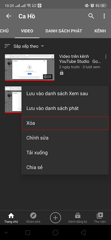 Bấm xóa