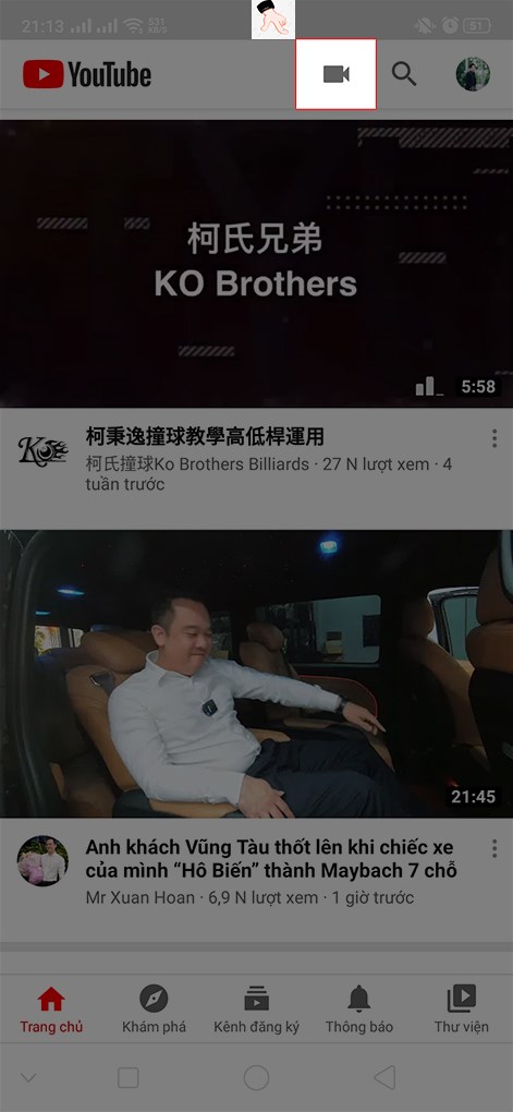 Chọn biểu tượng máy quay để tạo video ngắn