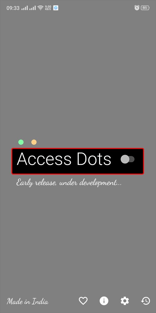 Mở Access Dots vừa tải về, k&iacute;ch hoạt thanh gạt sang phải