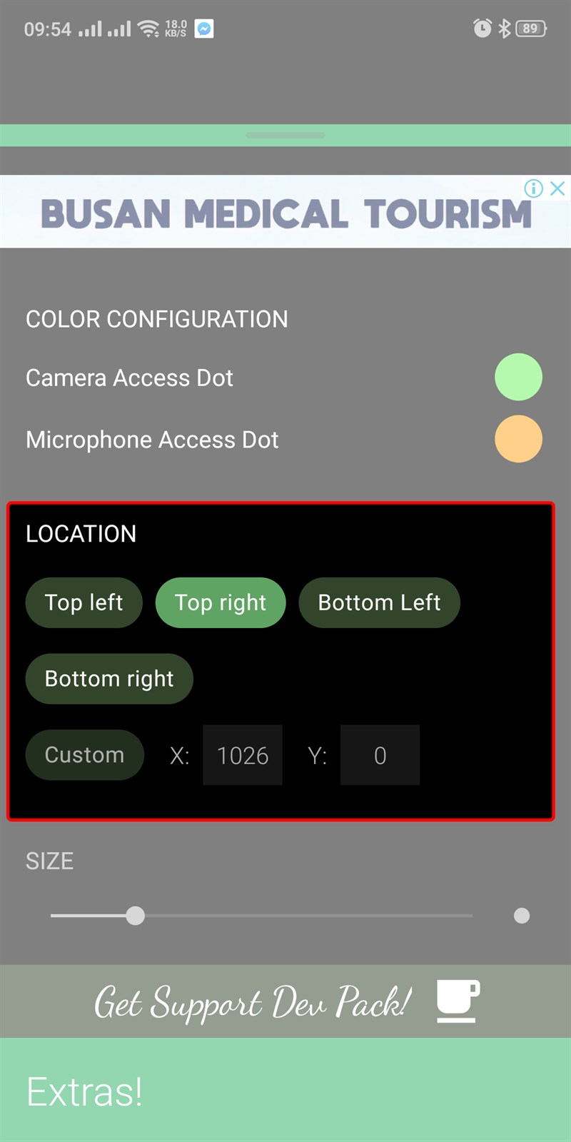 thay đổi vị tr&iacute; hiển thị của chấm cam, chấm xanh