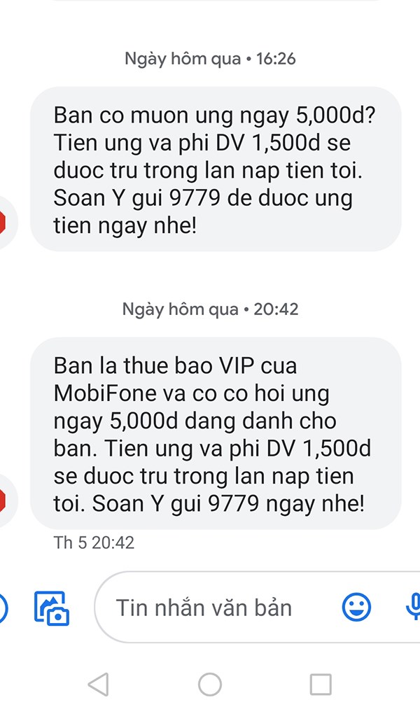 Vay tín chấp MobiFone