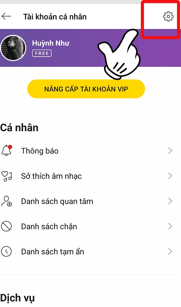 Chọn biểu tượng C&agrave;i đặt