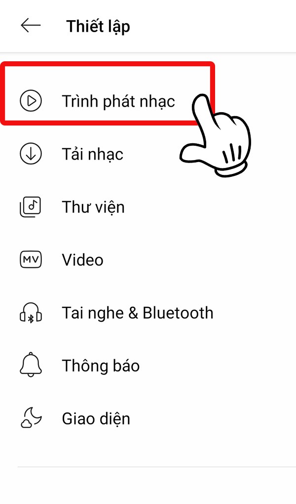 Chọn&nbsp;Tr&igrave;nh ph&aacute;t nhạc.