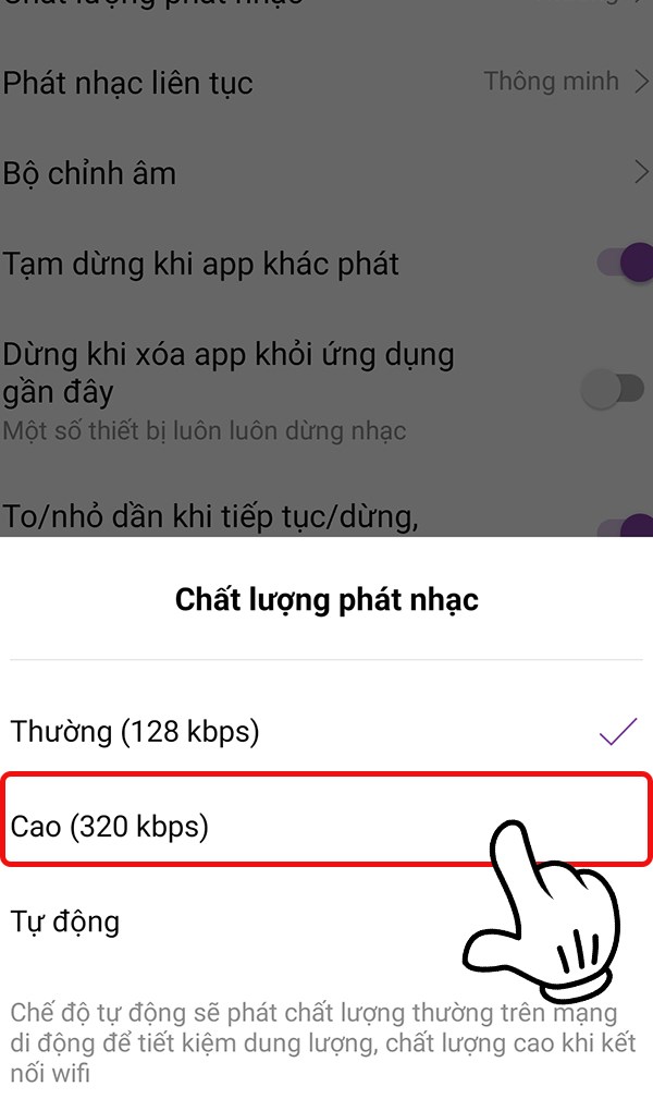 Chọn Cao (320 Kbps).