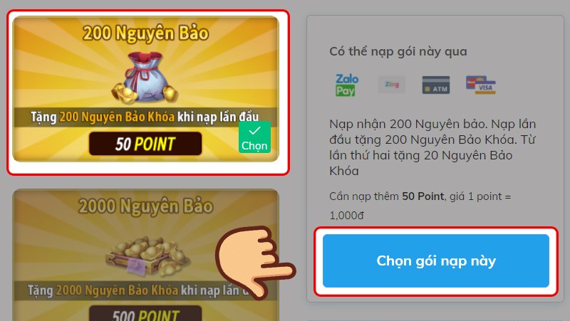 Hướng dẫn nạp Tân Tiếu Ngạo VNG trực tiếp trên web ZingPay 3