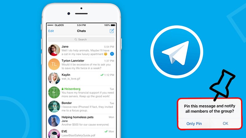 Cách ghim/pin hội thoại, tin nhắn trong nhóm chat Telegram đơn giản