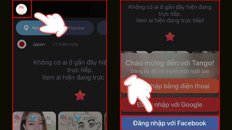 C&aacute;ch tạo t&agrave;i khoản Tango bằng Facebook, Google, ID Apple B1