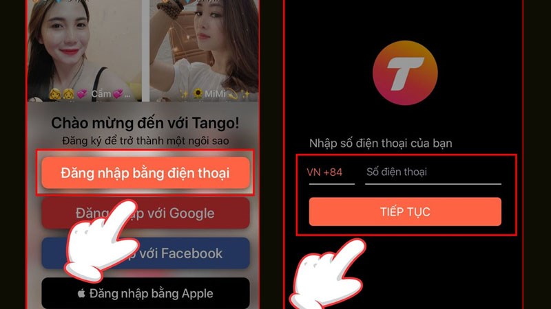 C&aacute;ch tạo, đăng k&yacute; Tango bằng số điện thoại B2