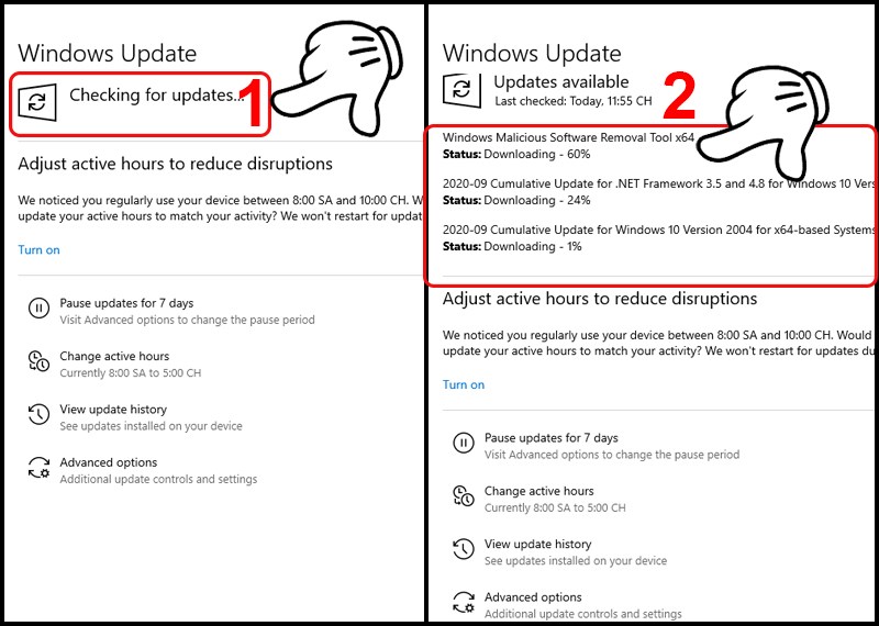 Đợi Windows kiểm tra bản cập nhật và tiến hành Download, tự động cập nhật cho bạn