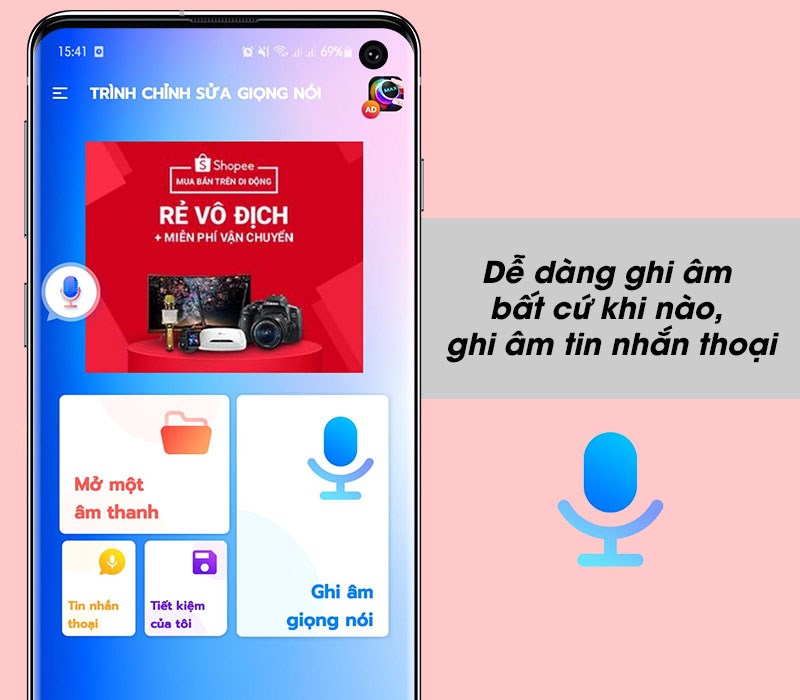 Dễ dàng ghi âm lại bất cứ khi nào, ghi âm tin nhắn thoại