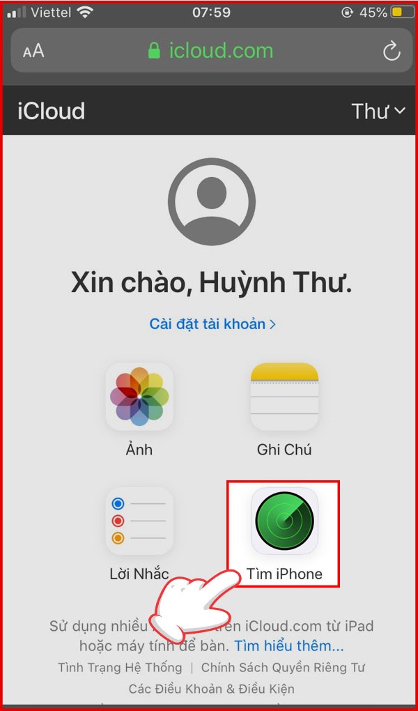 Tìm iPhone với công cụ Find iPhone khi có kết nối mạng B2