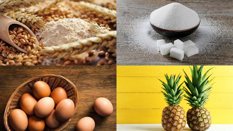 Nguyên liệu món ăn bánh quy cuộn mứt dứa