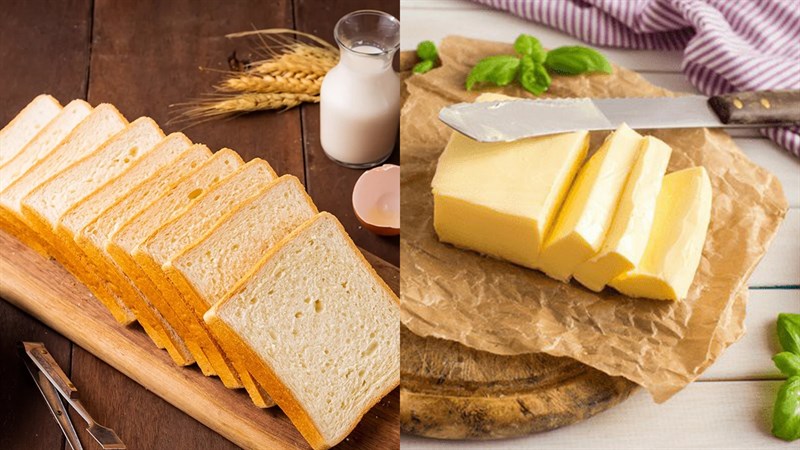 Nguyên liệu món ăn bánh mì bơ đường bằng nồi chiên không dầu