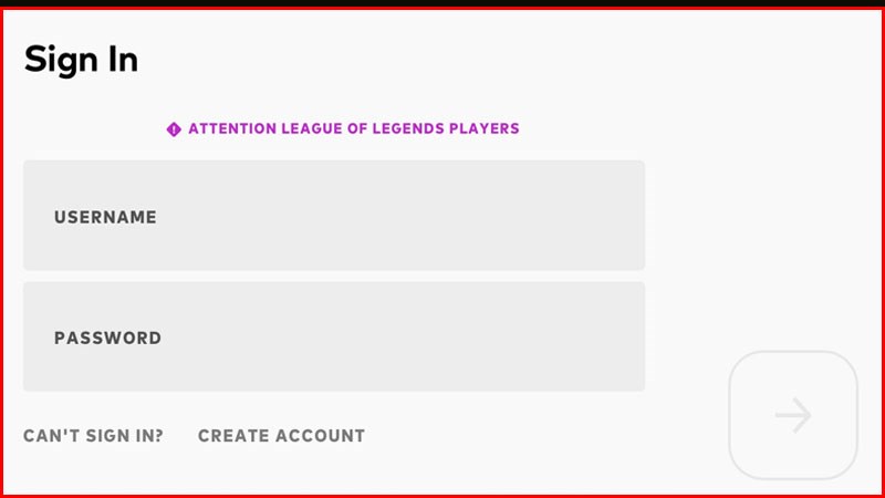 Đăng nhập t&agrave;i khoản RIOT NA