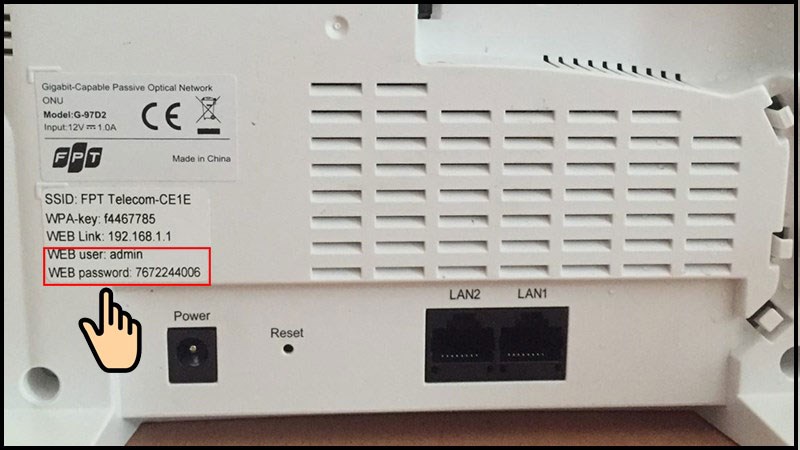 Một số dòng modem FPT mật khẩu