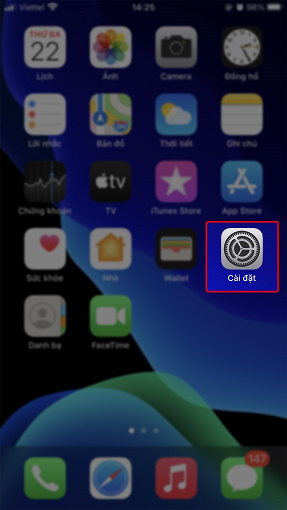 Truy cập v&agrave;o C&agrave;i đặt