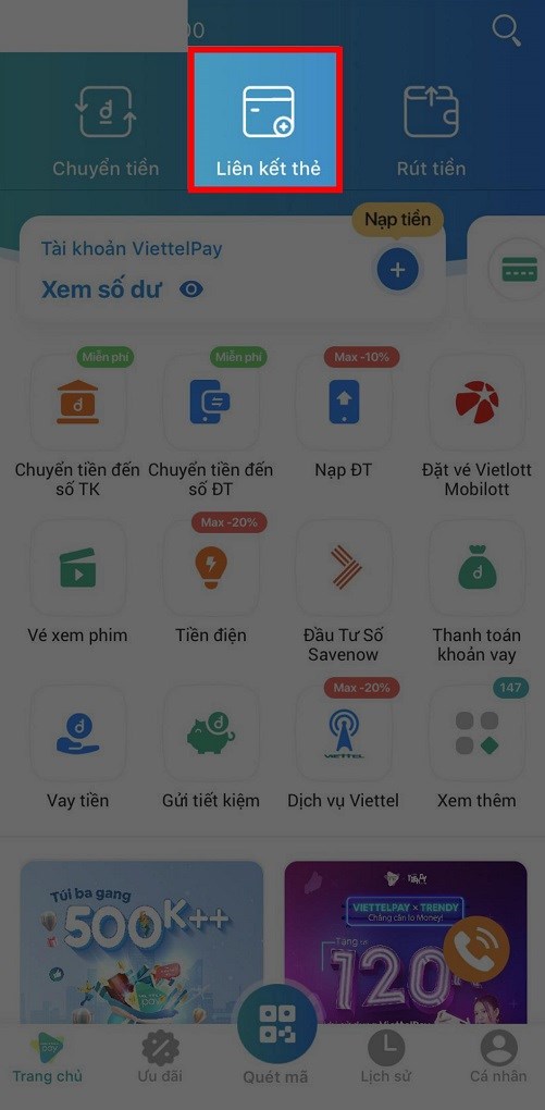 Cách hủy liên kết thẻ ATM ngân hàng với ViettelPay