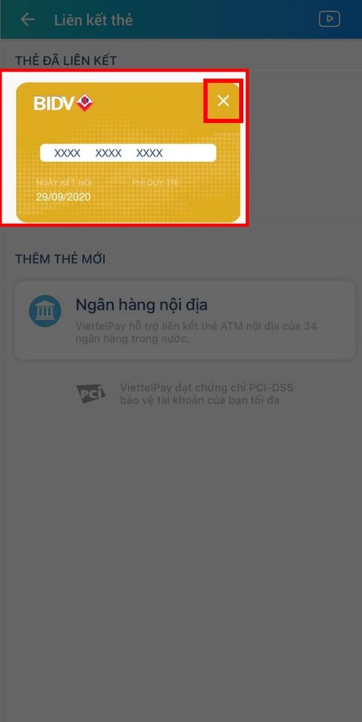 Cách hủy liên kết thẻ ATM ngân hàng với ViettelPay