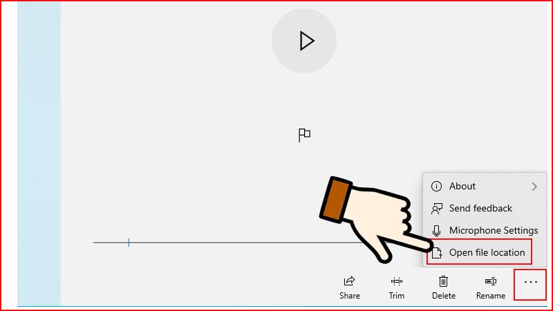 Để xem đoạn ghi âm lưu ở thư mục nào trong máy tính, bạn chọn biểu tượng 3 chấm > Open file location.