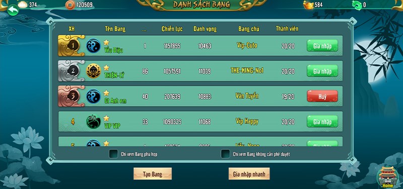 Giao diện bang hội