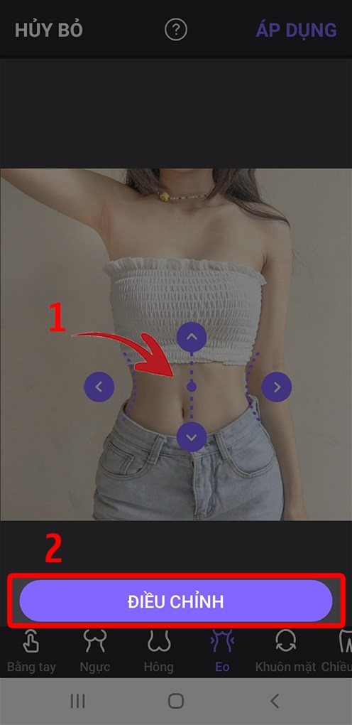 Điều chỉnh c&ocirc;ng cụ ph&ugrave; hợp với h&igrave;nh ảnh, sau đ&oacute; bấm Điều Chỉnh để bắt đầu chỉnh sửa.