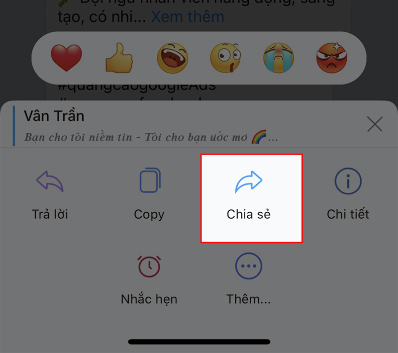 Chọn Chia sẻ