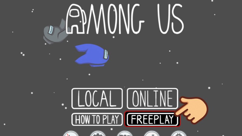 Mở trò chơi Among Us, nhấn chọn FreePlay