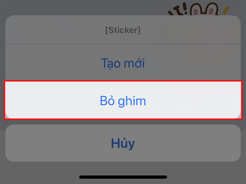 Chọn Bỏ ghim.