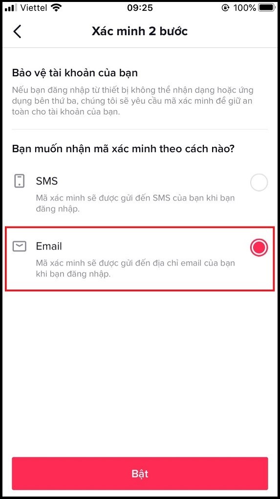 Trong giao diện X&aacute;c minh 2 bước