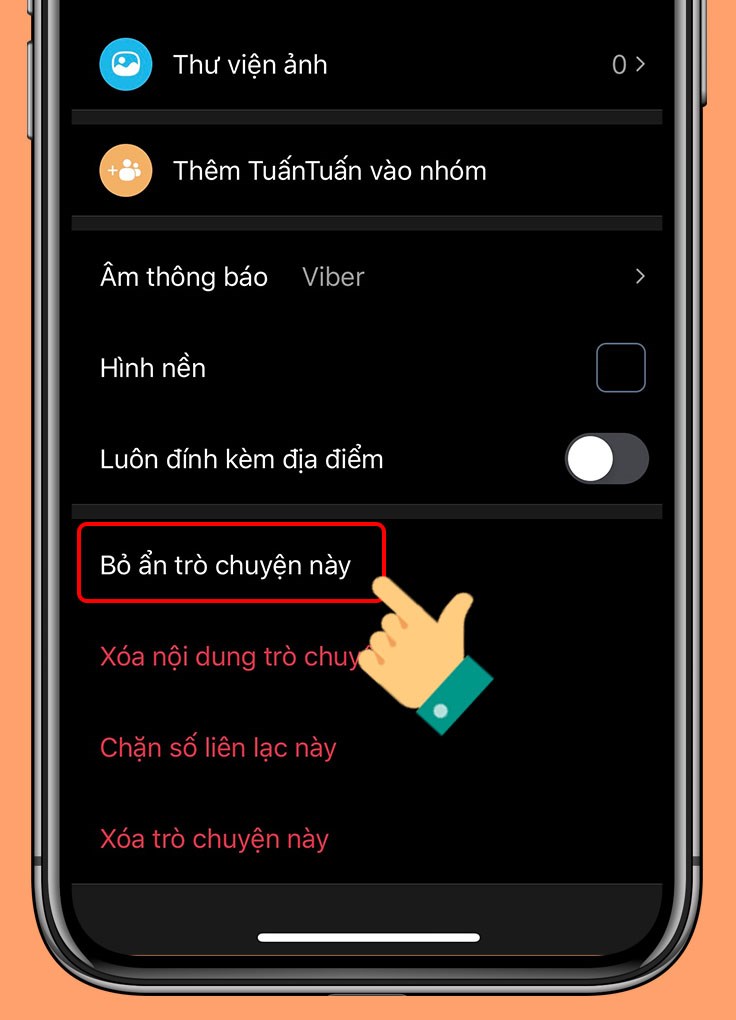 Chọn Bỏ ẩn trò chuyện này